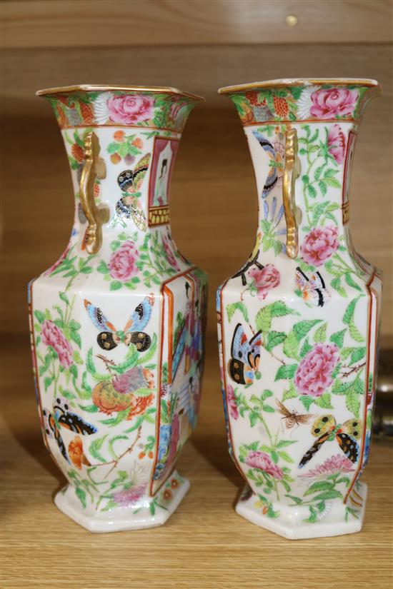 A pair of 19th century Cantonese vases height 22cm